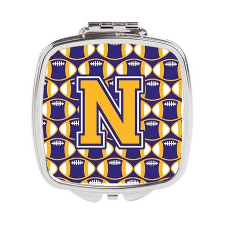 CAROLINES TREASURES Letter N Football Purple and Gold Compact Mirror CJ1064-NSCM